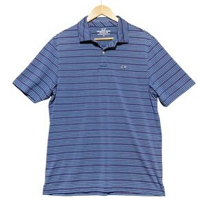 Vineyard Vines Performance Polo Mens‎ Medium Blue Striped Short Sleeve 1G010207